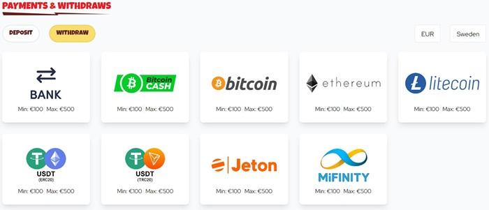 Casinon utan registrering med snabba uttag